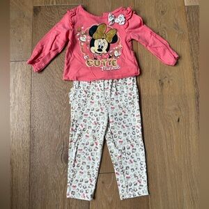 Disney Minnie Mouse Cutie short sleeve shirt top legging pant Set size 18 months